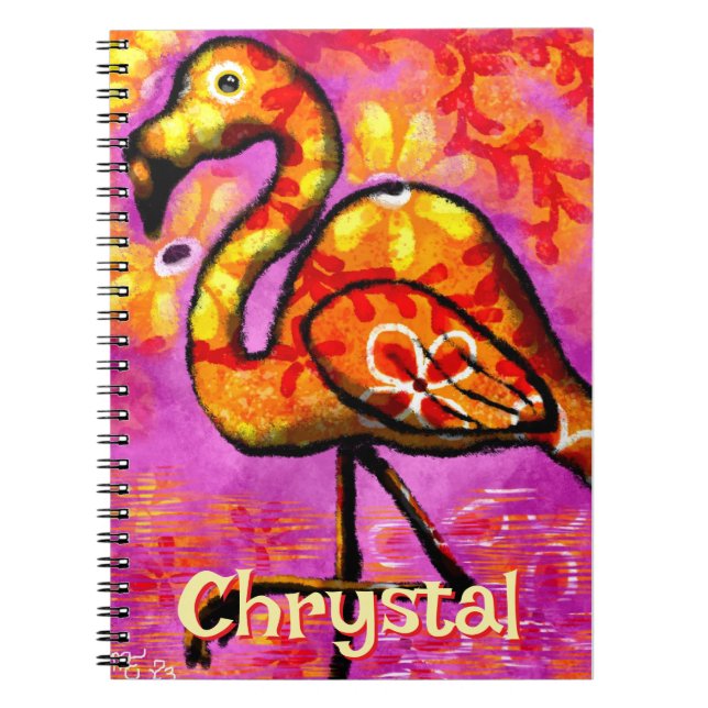  Whimsical Abstract Flamingo Bird Personalised Notebook (Front)