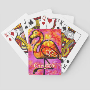  Whimsical Abstract Flamingo Bird Personalised Playing Cards