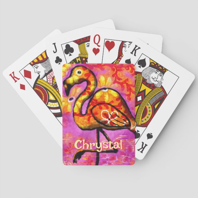  Whimsical Abstract Flamingo Bird Personalised Playing Cards (Back)