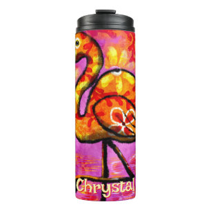  Whimsical Abstract Flamingo Bird Personalised Thermal Tumbler