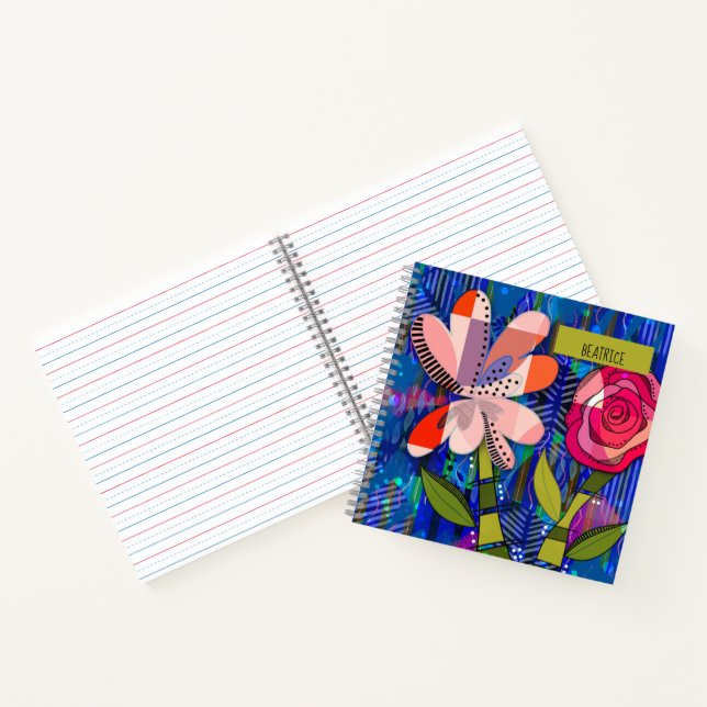 Whimsical Abstract Floral Custom Text Notebook (Inside)