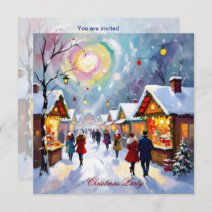 Whimsical Abstract Holiday Market Christmas Party Invitation