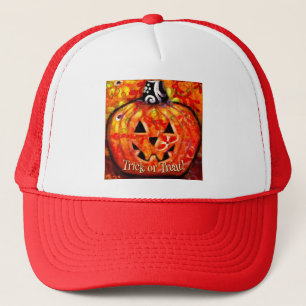 Whimsical Abstract Jack O Lantern Personalised Trucker Hat