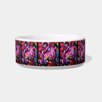 Whimsical Abstract Kitty Cat Floral Red Green Pink