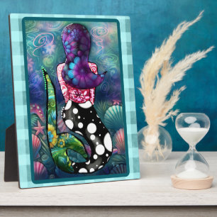 Whimsical Abstract Mermaid Nautical Teal Seashells Plaque