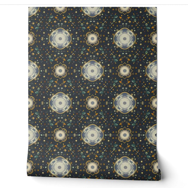Whimsical Abstract Outer Space Dreams Pattern Wallpaper (Unrolling)