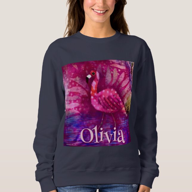 Whimsical Abstract Pink Flamingo Personalised Sweatshirt (Front)