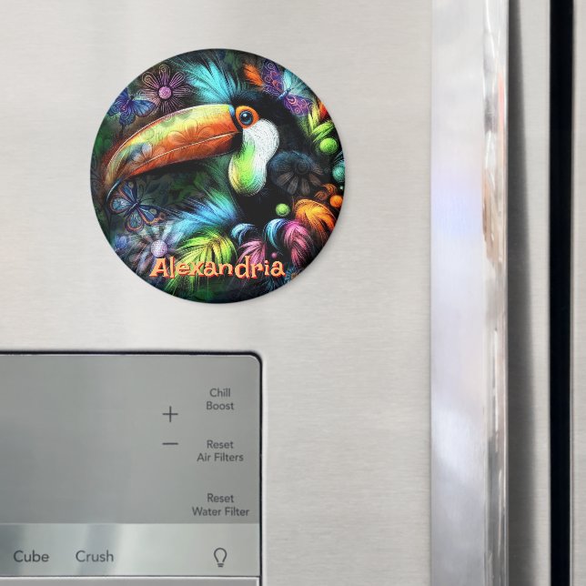 Whimsical Abstract Toucan Bird Personalised Magnet (In Situ (Fridge))