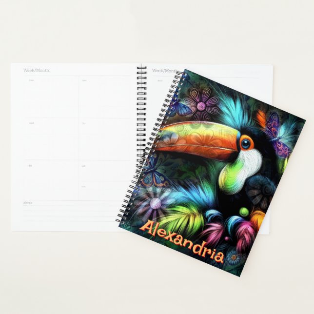 Whimsical Abstract Toucan Bird Personalised Planner (Display)