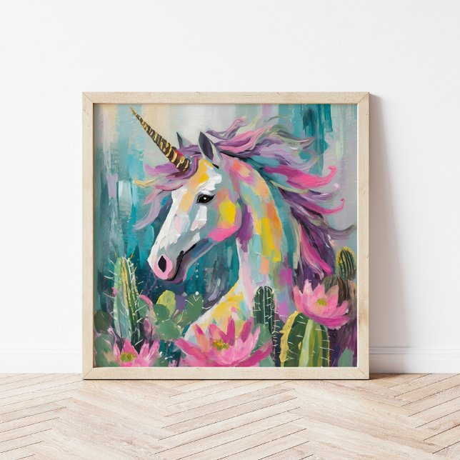 Whimsical Abstract Unicorn and Succulents Poster (Creator Uploaded)