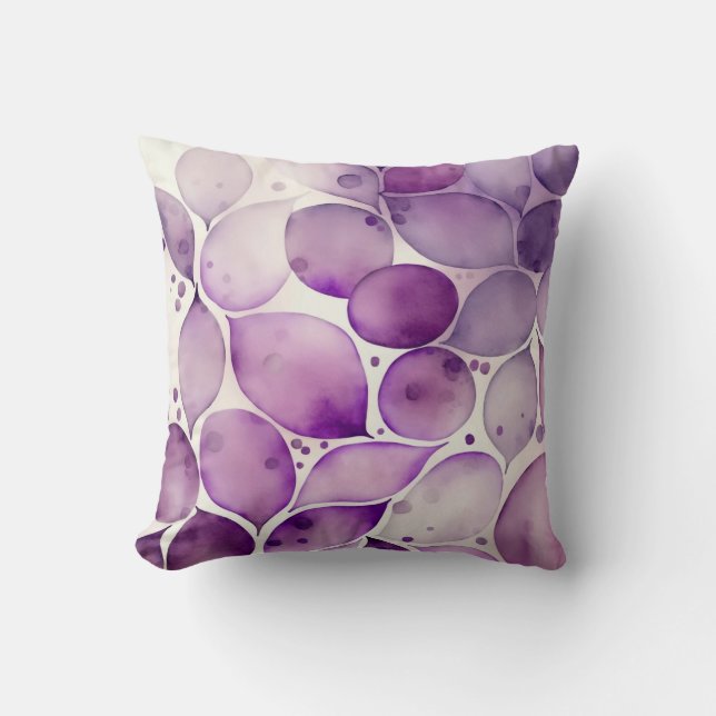 Whimsical Abstract Watercolor Purple Throw Pillow (Front)