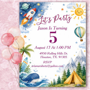 Whimsical Adventure Birthday Party  Invitation