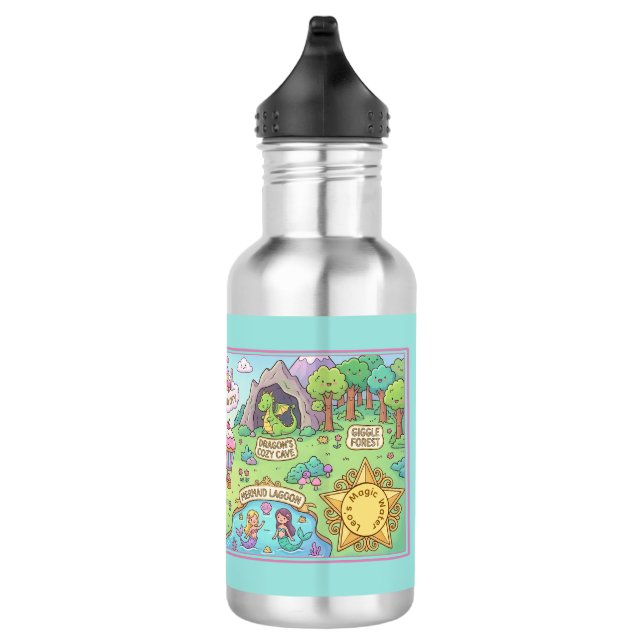 Whimsical Adventure Map Fantasy School Bottle (Right)
