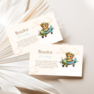 Whimsical Aeroplane Pilot Teddy Bear Baby Shower Enclosure Card