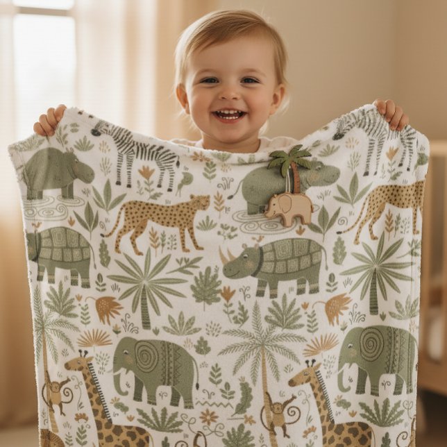 Whimsical African Animals Pattern ID1263 Fleece Blanket (Creator Uploaded)