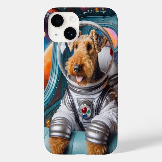 Whimsical Airedale Terrier Working as an Astronaut Case-Mate iPhone Case (Back)