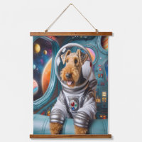 Whimsical Airedale Terrier Working as an Astronaut