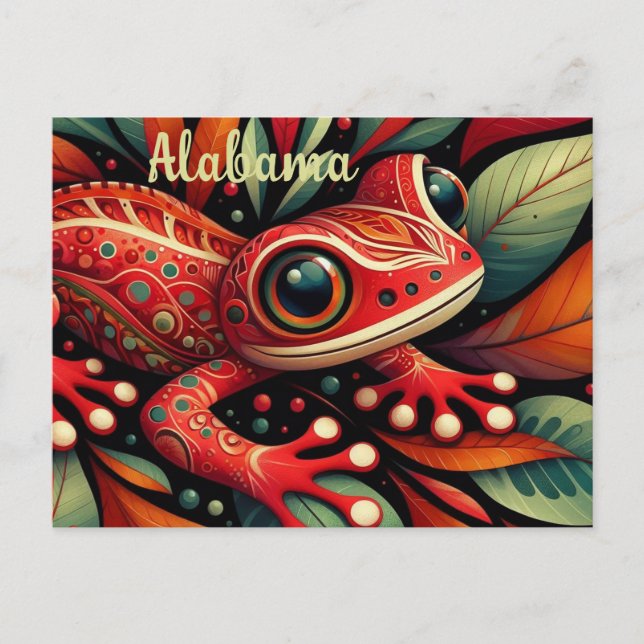 Whimsical Alabama State Red HIlls Salamander Postcard (Front)