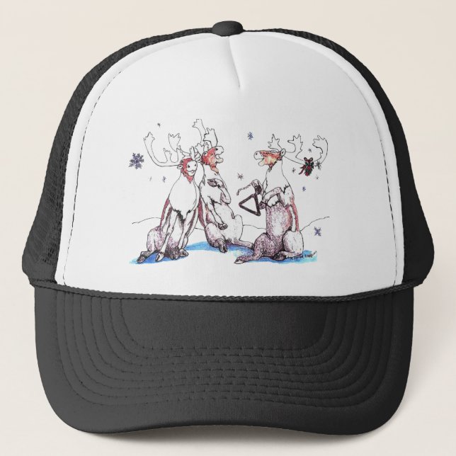 Whimsical Alaska Wildlife Christmas Trucker Hat (Front)