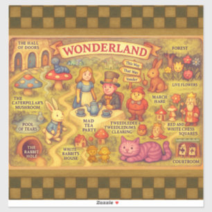 Whimsical Alice Adventures in Wonderland Map