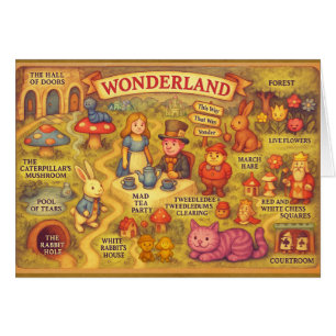 Whimsical Alice Adventures in Wonderland Map