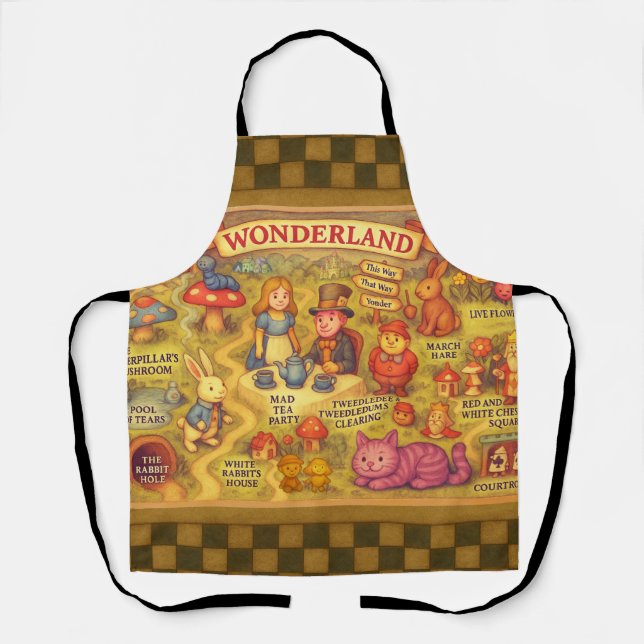 Whimsical Alice Adventures in Wonderland Map Apron (Front)