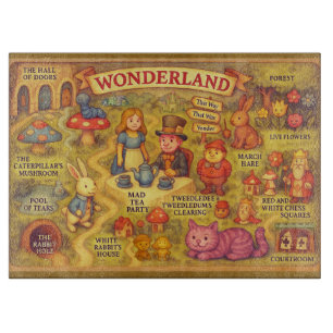 Whimsical Alice Adventures in Wonderland Map Cutting Board