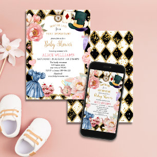 Whimsical Alice in Wonderland Baby Shower Tea Invitation