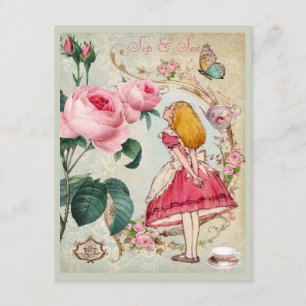 Whimsical Alice in Wonderland Collage Sip & See Invitation