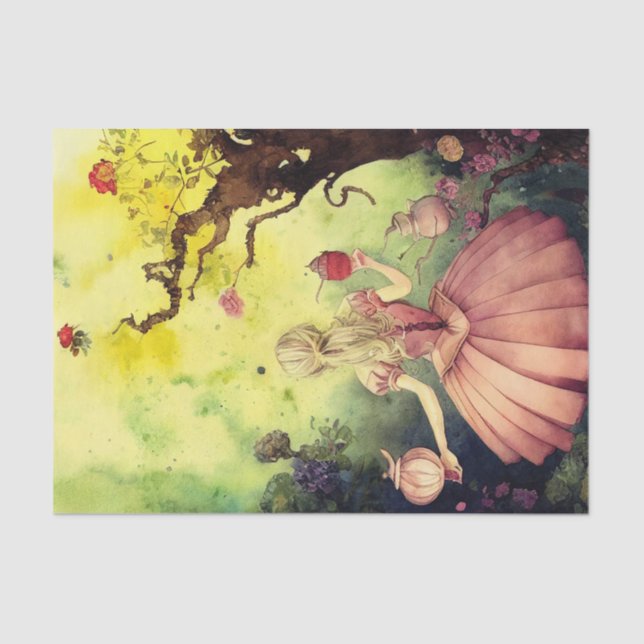 Whimsical Alice in Wonderland Decoupage Tissue Paper (Front)