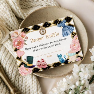 Whimsical Alice in Wonderland Diaper Raffle Enclosure Card