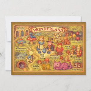 Whimsical Alice in Wonderland Map Invitation