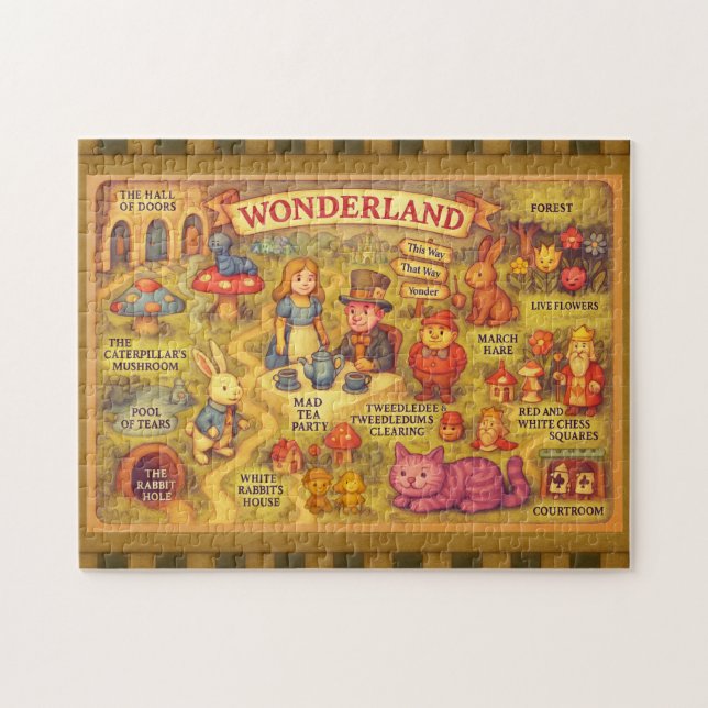 Whimsical Alice in Wonderland Map Jigsaw Puzzle (Horizontal)