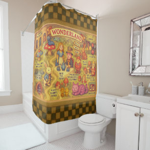 Whimsical Alice in Wonderland Map Shower Curtain