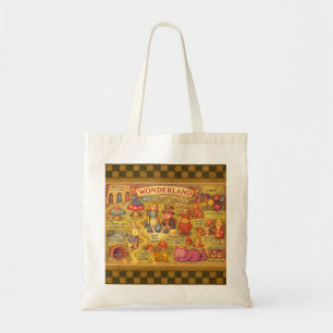 Whimsical Alice in Wonderland Map Tote Bag