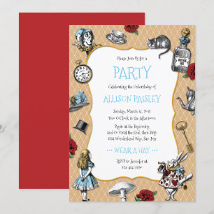 Whimsical Alice in Wonderland Party Invitation