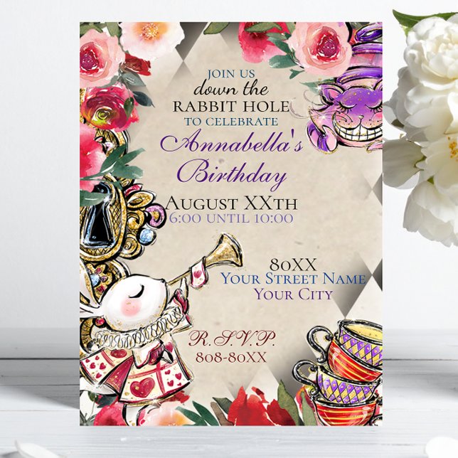 Whimsical Alice in Wonderland Tea Party Theme Invitation (Creator Uploaded)