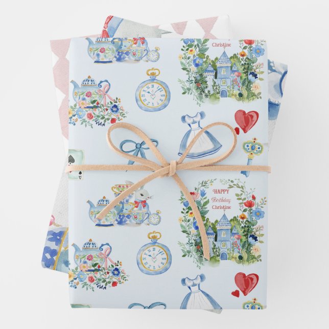 Whimsical Alice in Wonderland  Wrapping Paper Sheet (In situ)