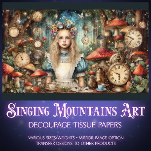 Whimsical Alice Steampunk Mushrooms Tissue Paper