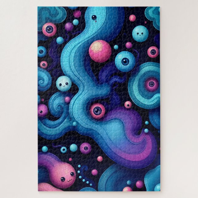 Whimsical Alien Organisms -Vibrant Fantasy Critter Jigsaw Puzzle (Vertical)