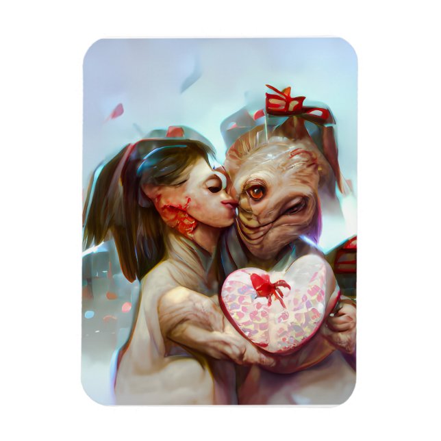 Whimsical Alien Romance Magnet (Vertical)