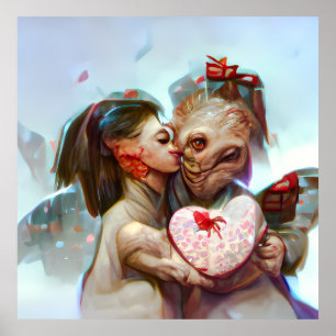 Whimsical Alien Romance Poster