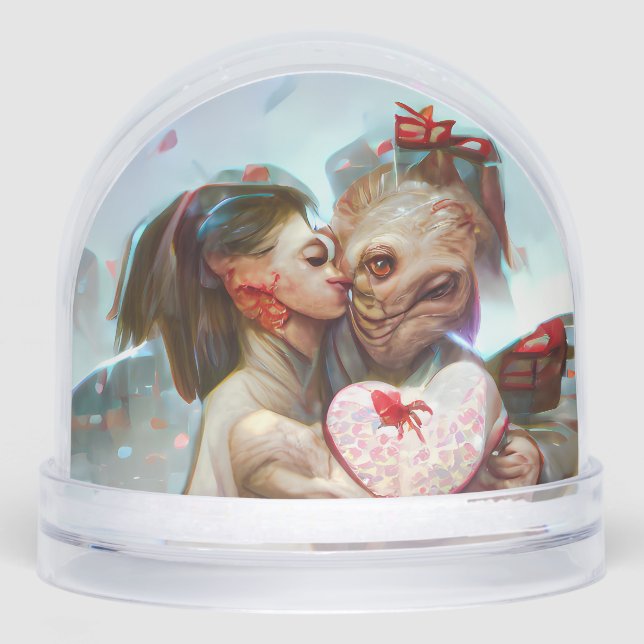 Whimsical Alien Romance Snowglobe (Front)