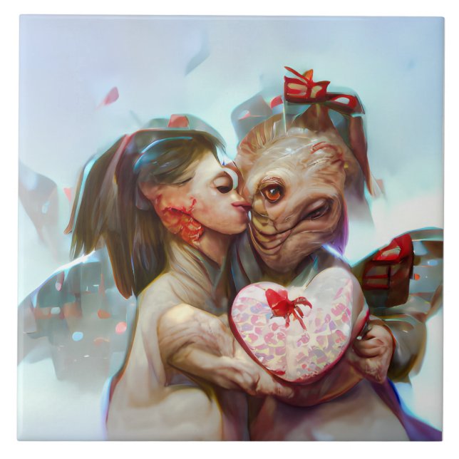 Whimsical Alien Romance Tile (Front)