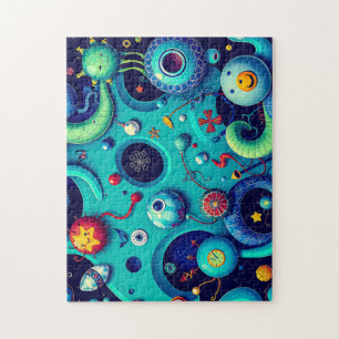 Whimsical Alien World - Colourful Space Creatures Jigsaw Puzzle