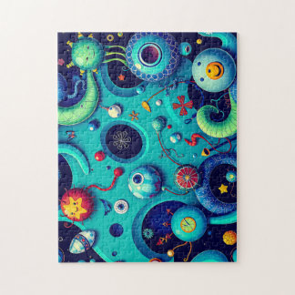 Whimsical Alien World - Colourful Space Creatures Jigsaw Puzzle