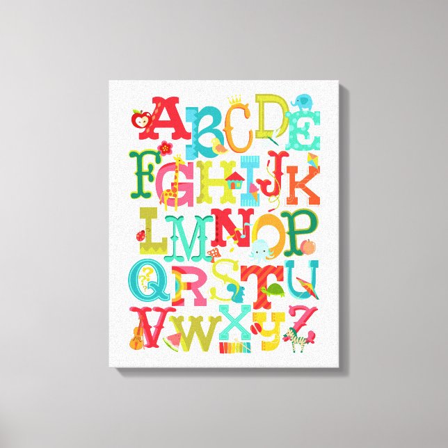 Whimsical Alphabet for Kids Stretched Canvas Art (Front)