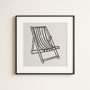 Whimsical Amalfi Coast Beach Chair Art Poster