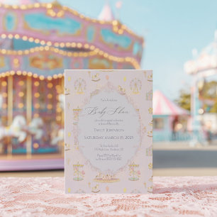 Whimsical Amusement Park Carousel Baby Shower Invitation