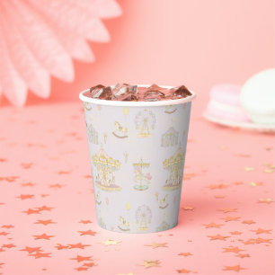 Whimsical Amusement Park Carousel Baby Shower Paper Cups